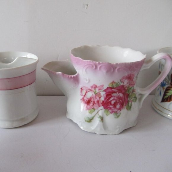 Antique Shaving Scuttle Floral Roses shaving Mug Pink Roses Floral Shaving Mugs - Picture 1 of 9